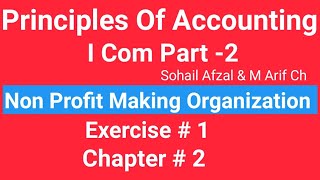 I com 2Chap2 Exe1 Principles of Accounting Sohail Afzal Book Non Profit Making Organization [upl. by Eyllek]