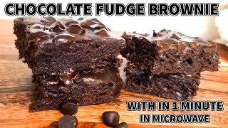 Chocolate Brownie  Best 1 Minute Microwave BROWNIE Eggless  Chocolate Fudge Brownie Recipe [upl. by Leahcam911]