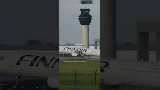 Feisty FINNAIR final Strong winds at Manchester Airport [upl. by Celeski]