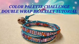 COLORFUL DOUBLE WRAP BRACELET TUTORIAL WCOLOR PALETTE CHALLENGE BY MARCIE CREATES [upl. by Aztiram]