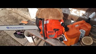 Husqvarna 3120xp cold start new chainsaw Husky 3120xp [upl. by Ahsikal]