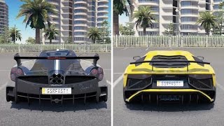 Lamborghini Aventador vs Pagani Huayra Exhuast Sound Battle  Forza Horizon 3 [upl. by Fredrika]