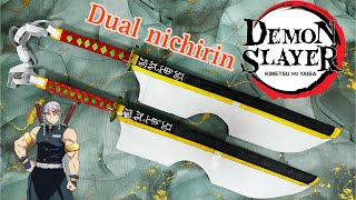 How to make Tengen Uzui nichirin sword with paper  Dual sword  Demon Slayer  Paper sword anime [upl. by Aysab52]