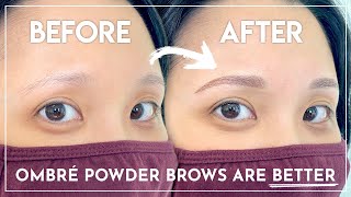 Why OMBRE BROWS are better vs MICROBLADING  Tattoo Vlog amp Healing [upl. by Nyltak]