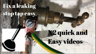 leaking stop tap spindle repair lead copper pipe repair clock PTFE tape repair [upl. by Dianemarie]