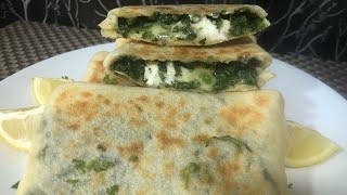 Spinach amp Feta Gozlemestuffed flatbread recipe by Cookery Paradise [upl. by Yenots]