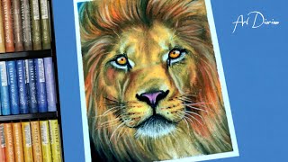 Very Easy How to Draw a Lion Face with Oil Pastel Step by Step  for Beginners [upl. by Euhc912]