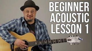 Beginner Acoustic Lesson 1  Your Very First Guitar Lesson E Minor  Asus2 [upl. by Llen]