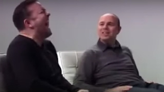 Karl Pilkington makes Ricky Gervais laugh hysterically [upl. by Crean601]