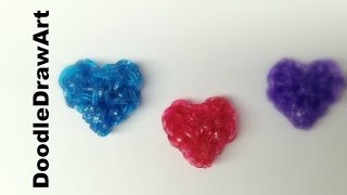 Craft Rainbow Loom Heart Charms easy Step by Step Tutorial [upl. by Etnuad]