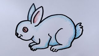 Rabbit 🐇 drawing easyHow to draw rabbit easy drawing step by stepRabbit drawing and colouring [upl. by Sidoma]