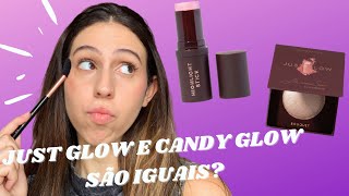 COMPARANDO Iluminador JUST GLOW X CANDY GLOW Mari Saad [upl. by Utimer659]