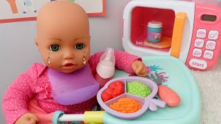 Baby Annabell Doll Evening Routine Feeding and Changing baby doll [upl. by Eirruc]