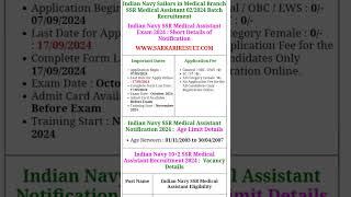 Indian Navy SSR Medical Assistant Online Form Notification 2024  Navy SSR navratrispecial [upl. by Marriott]