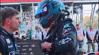 Lance Stroll interrupts Max Verstappen and George Russell face off after sprint race [upl. by Ehrlich]