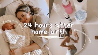 24 hours after home birth  postpartum recovery  a full day with a newborn [upl. by Desma]