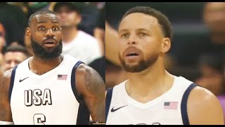 LeBron James amp Stephen Curry shock the crowd vs Serbia 2024 Team USA Basketball vs Serbia [upl. by Aredna]