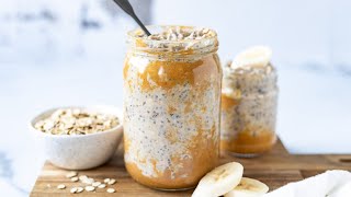 Overnight oats uit een bijna lege pindakaas pot  gezond VEGAN ontbijt [upl. by Tonina495]