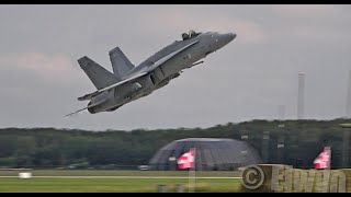 Radom Air Show FA 18 Hornet Performance takeoff amp Display amp Flares Radom 23 [upl. by Latreece]