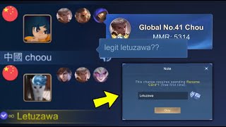 I CHANGE MY IGN TO LETUZAWA AND MET FAKE CHOOU AND THIS HAPPENED  Mobile Legends [upl. by Zetrauq]