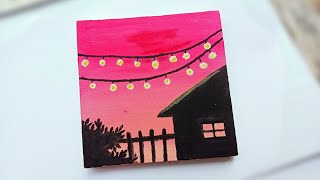 Easy acrylic painting for beginners simple painting techniques Easy Aesthetic painting ideas [upl. by Pansy998]