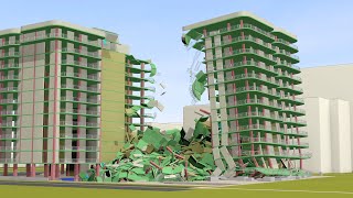 Condo Collapse Simulation  Champlain Towers South Surfside Florida Miami 8K [upl. by Astrea9]