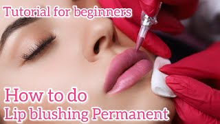 How to do lip blushing permanent beginner tutorial how to lighten dark lips👄 tattoo pmu lipblush [upl. by Mcroberts]