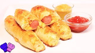 SALCHICHAS CON QUESO ENVUELTAS EN HOJALDRE🌭RECETA FÁCIL🧀 [upl. by Olivero]