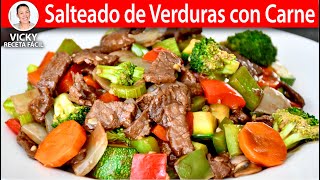 SALTEADO DE VERDURAS CON CARNE  Vicky Receta Facil [upl. by Culosio]