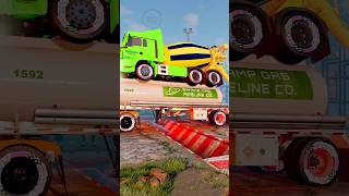 Truck Towing Trucks and Cars vs Gutter beamngdrive beamng shorts beamngcrashes trucksvs [upl. by Alodee]