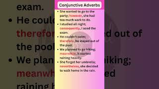 Conjunctive Adverbs in English Grammar shorts english [upl. by Llewkcor]