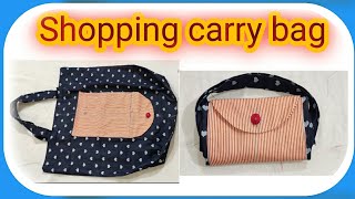 How to make a foldable shopping bag  How to sew a foldable shopping bag cutting and stitching [upl. by Aldus]