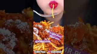 ASMR Phan cheesy spaghetti bolognese pasta fried garlic bread Mukbang bites only shorts viralvideo [upl. by Orual628]