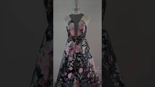 How to sew a dress bodice  Black organza with rose prints fashion style dress [upl. by Trevethick]