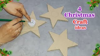 4 Christmas Decoration idea with Cardboard  DIY Affordable Christmas craft idea🎄75 [upl. by Zetra]