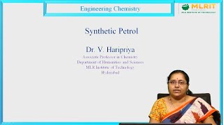 LEC05  Engineering Chemistry  Synthetic Petrol by Dr V Hari Priya [upl. by Eedrahc]