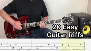 20 Guitar Riffs for Beginners with Tabs [upl. by Angell]