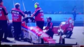 NHRA TF car Lucas Oil runs over crew member [upl. by Ajiak146]