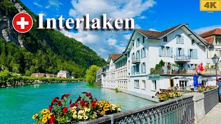 Interlaken Switzerland 4K  Top tourist destination  Swiss Town [upl. by Aicatsue627]