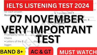 IELTS LISTENING TEST 7 NOVEMBER amp 16 NOVEMBER 2024 WITH ANSWERS  IELTS EXAM  IDP amp BC [upl. by Aelgna]