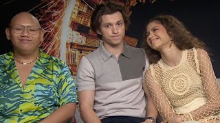 SpiderMan No Way Home Cast Interview Tom Holland Zendaya and Jacob Batalon [upl. by Garcia]