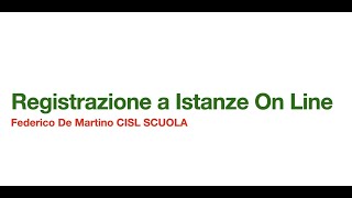 Tutorial Iscrizione a ISTANZE ON LINE [upl. by Lananna]