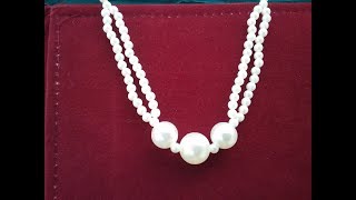 How to make Pearl necklace easily at home l Ganesh chaturthi special l DIY l Neck making tutorial [upl. by Naillil]