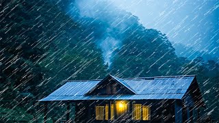 助眠的雨声  大雨声和雷声在屋顶上在雾气弥漫的森林里晚上  Rain sounds for sleeping 57 [upl. by Annael761]