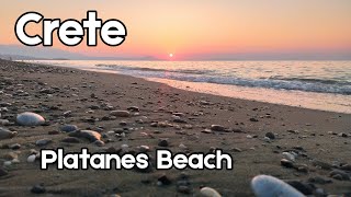 Platanes beach at sunset  Crete Greece  4K [upl. by Atiuqrahs333]