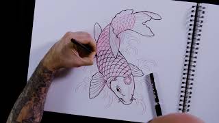 Chris Garvers Koi Tutorial  Tattoodo  Art Class [upl. by Nisior415]