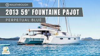 2013 59 FOUNTAINE PAJOT WALKTHROUGH  PERPETUAL BLUE [upl. by Darelle875]