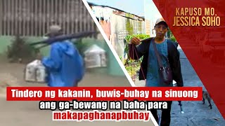 Tindero ng kakanin sinuong ang gabewang na baha para makapaghanapbuhay  Kapuso Mo Jessica Soho [upl. by Ahsiya]