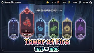 SoA  Climbing the Tower of Fire 165F  180F Summoners War Chronicles [upl. by Uriisa300]