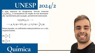 UNESP 20242  A ação explosiva da nitroglicerina fórmula molecular C3H5NO33 é consequência da [upl. by Aerol]